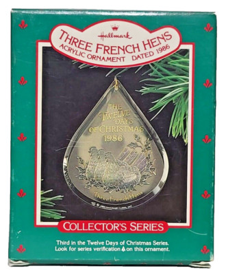 Hallmark 1986 Three French Hens Twelve Days of Christmas Tree Holiday Ornament