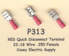 50 RED Insulated FEMALE Quick Disconnect Terminal Connector 22-18 Wire Gauge.250