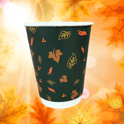 Autumnal Pappbecher Plastikfrei 12oz (25er Pack) 100% Kompostierbar 340ml