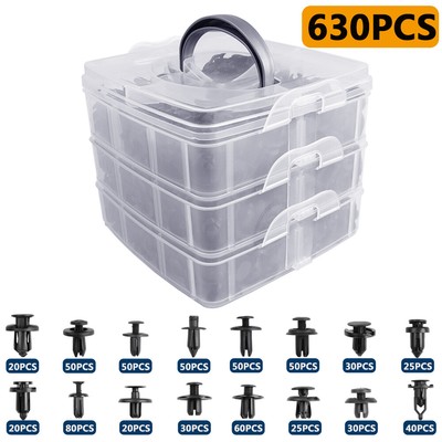 630PCs Auto Car Body Plastic Push Pin Rivet Fasteners Trim Panel Moulding Clips