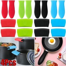 4Pcs Silicone Assist Handle Holder Hot Handle Sleeves Heat Insulated Pot Grip