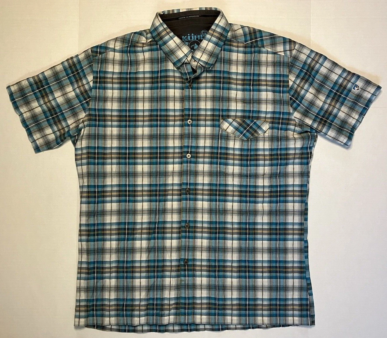 Kuhl Shirt Blue Plaid Short Sleeve Button Up Outdoor Hiking Fishing Mens Size XL
Opens in a new wind