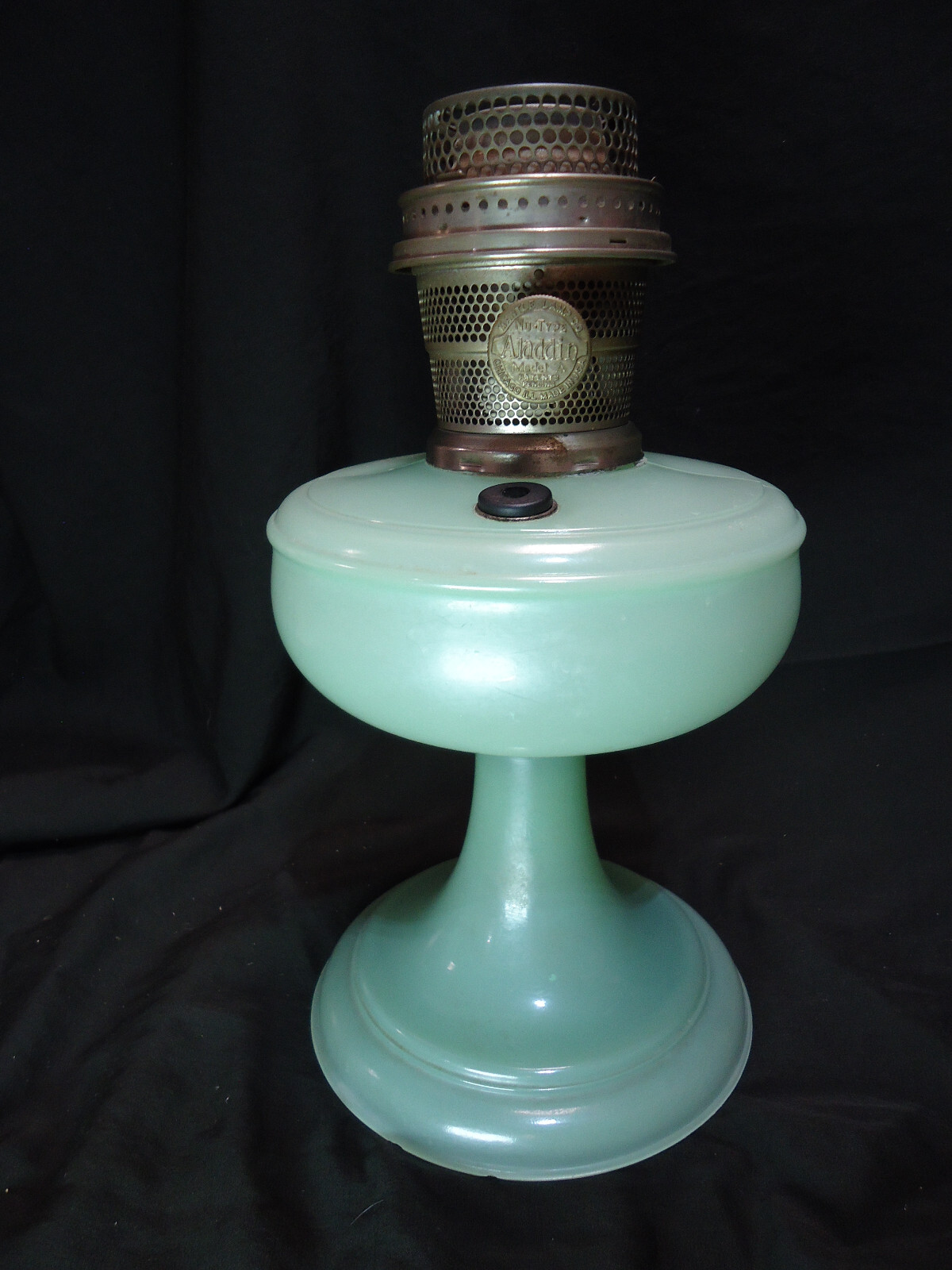 Vintage Aladdin Jadeite Green Glass Oil Kerosene Lamp eBay