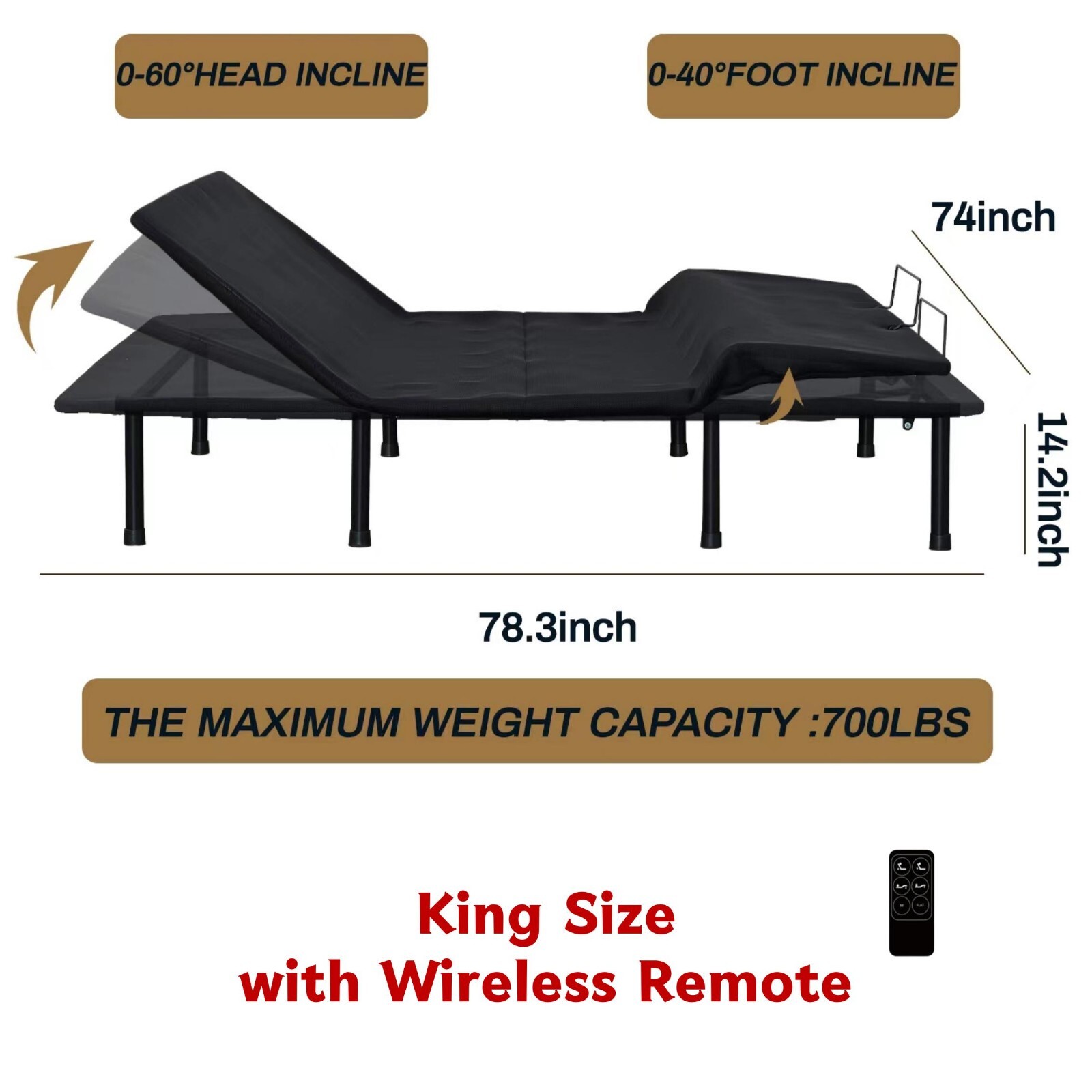 King Smart Bed Frame Adjust Bed Base w Upgrade Motor &Wireless Remote Control eBay