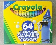 Crayola 64 ULTRA WASHABLE Crayons Assorted Colors Hinged Top WITH Sharpener
