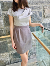 Uniqlo x Costello Tagliapietra, Satin Cotton Gray Dress,  Above-the-Knee, Size M