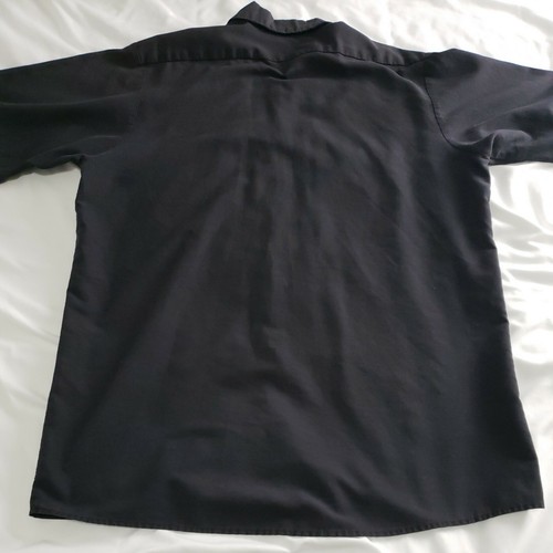 Men's Red Kap Shop Shirt Hot Rodd 442 Short Sleeve Shirt Button Down Large Black - Picture 11 of 12