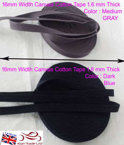 16mm 5/8" Canvas Cotton reinforced Webbing Belt Fabric Strap Thick DIY multi use - Afbeelding 1 van 3