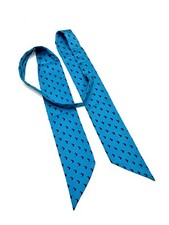 Vintage Geometric Blue Purple Pattern Silk Long Tie Up Scarf 60  Made In Japan