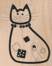 Patched Cat 4 x 5 1/4" Rubber Stamp, Toy Stamp, Kid Toy Stamp