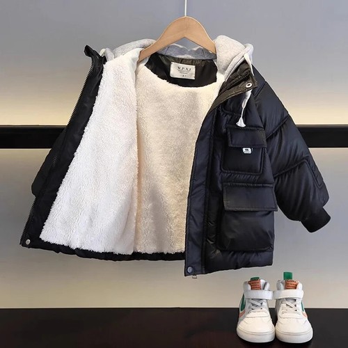 Winter Thick Warm Jacket Plus Velvet Clothing Kids Cotton-Padded Parka Snowsuit - Picture 9 of 25