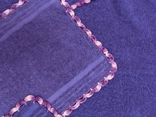 Vintage Cannon Purple Terry Cloth 1 Bath Towel 3 Washcloths Crochet MCM Purple