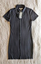 $40-Value NO COMMENT NY LA Mini Black Dress (L) - NWT, short sleeves, collar