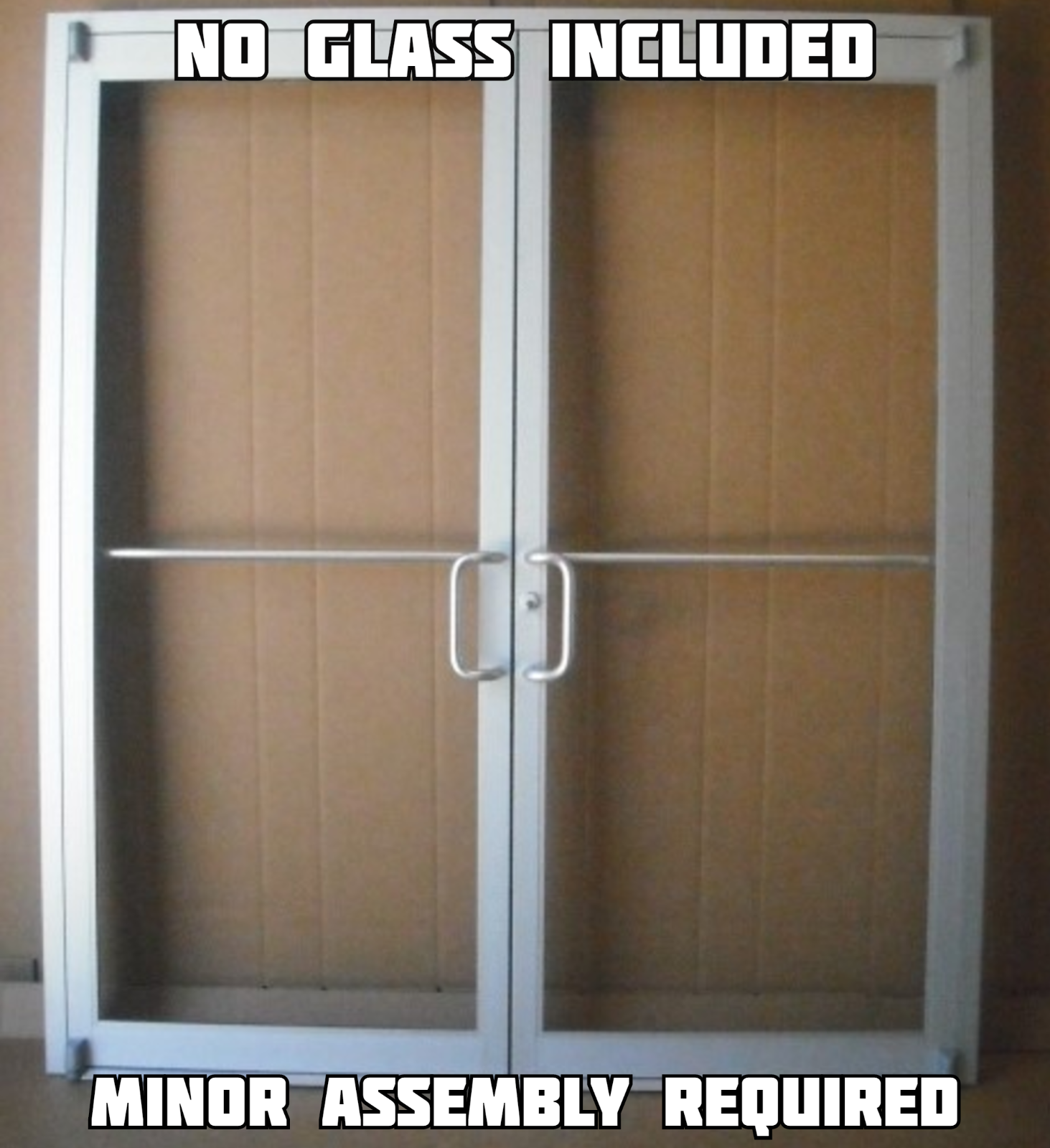 COMMERCIAL ALUMINUM STOREFRONT DOUBLE DOOR, FRAME & 2 CLOSER 6'0" x 7'0