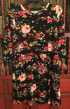 NWT The Pioneer Woman 3/4 Sleeve A-Line Dress  Black Floral  Small Cute 