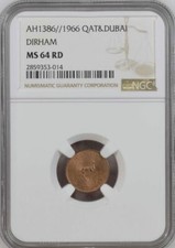 QATAR - DUBAI , 1 DIRHAM 1966 NGC MS 64 RD , RAREK