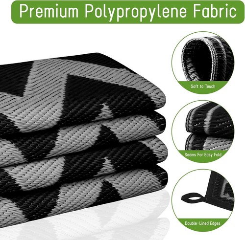 Outdoor Rug 9x12 Large Plastic Straw Waterproof Reversible Patio Camping Mat - Picture 5 of 7