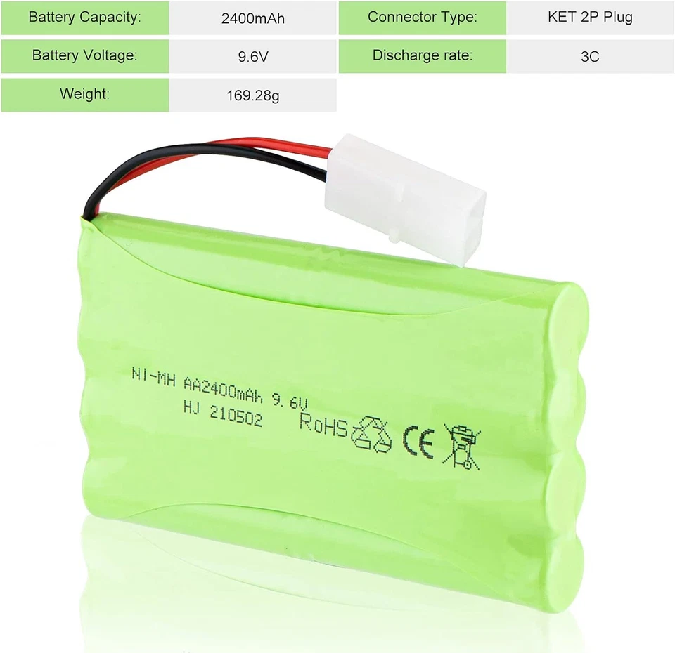 2400mAh 9,6V Ni-MH AA Akku Tamiya Stecker mit USB-Ladegerät für RC Car Auto Boot - Bild 4 von 4
