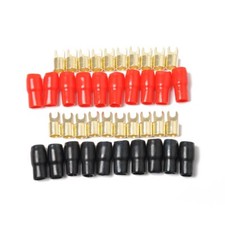 10 Pairs 4 Gauge Gold Plated Spade Terminal Fork Adapters for Speaker Wire
