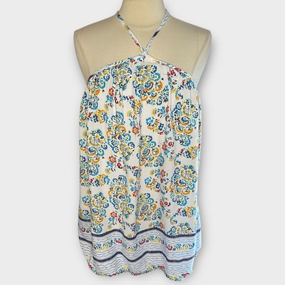 NEW CES FEMME Boho Colorful Print Mini Halter Dress, Medium