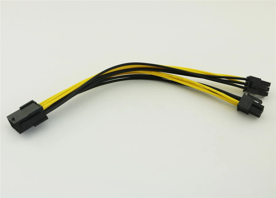 PCI-E 6+2 Pin 8Pin to Dual 6 Pin PCI Express Power Adapter Y Splitter Cable 20cm - Image 2 of 4