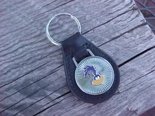 PLYMOUTH ROAD RUNNER MoPaR LEATHER KEY FOB VINTAGE NOS BRILLIANT HI-QUALITY