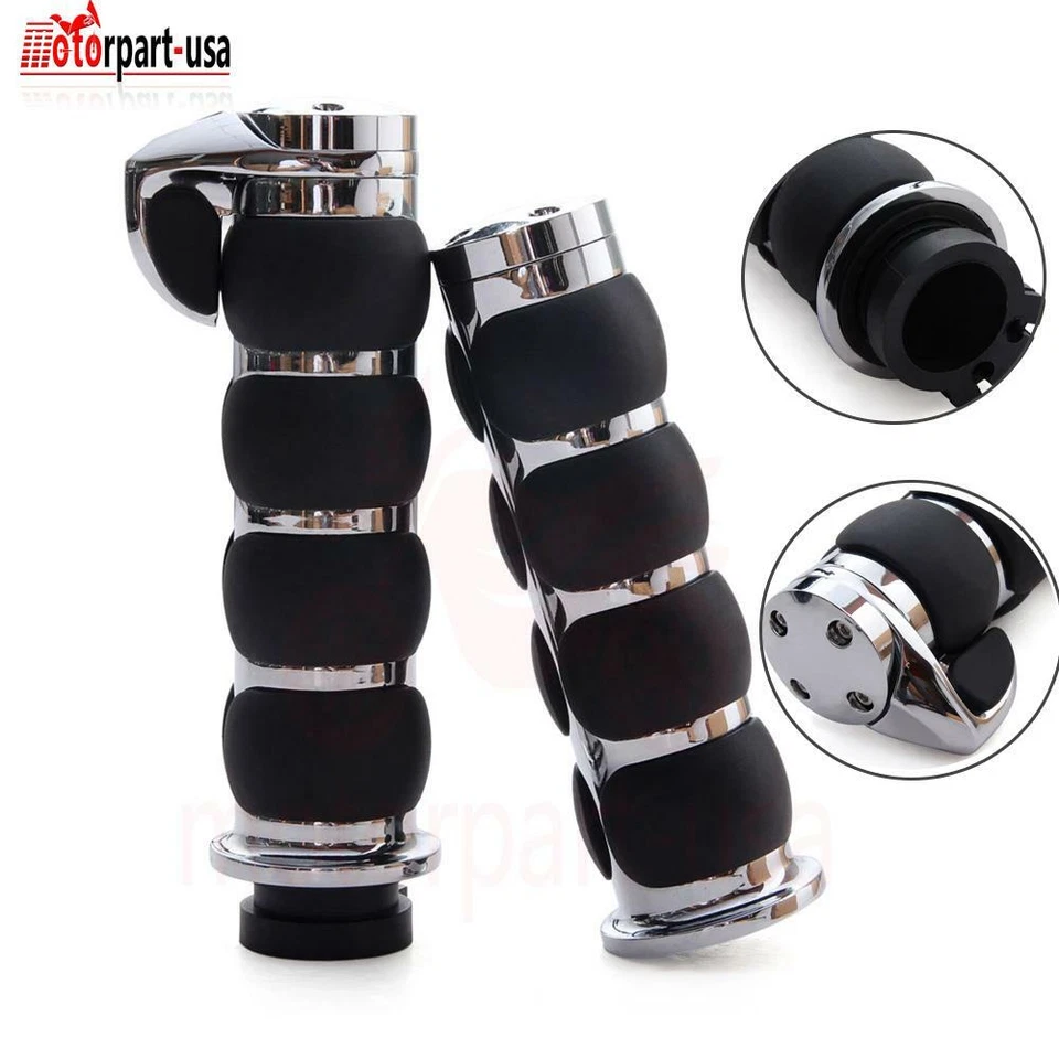 1" Motorcycle Handlebar Hand Grips For Harley Honda Kawasaki Suzuki Yamaha - Image 2 of 4