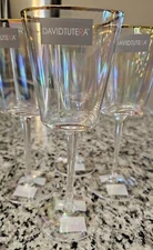NEW - Set of 4 DAVID TUTERA RAINBOW GLASS HEART SHAPED WINE GLASSES
