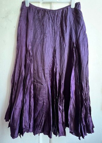 MONSOON Skirt 14 Purple Silk Mix Voluminous Lined Midi Length Pull On Style