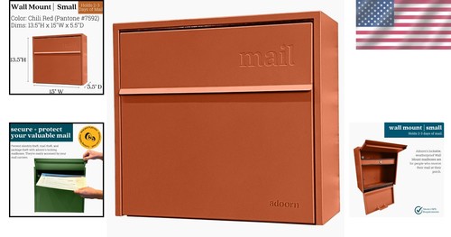 Stylish Chili Red Wall Mounted Mailbox - Lockable, Secure Storage for Deliveries - Afbeelding 2 van 8