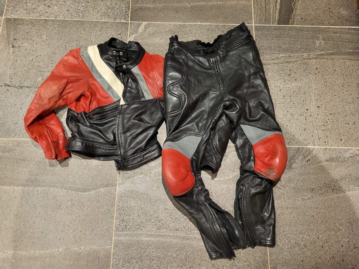 ISS Leather Motorcycle piece jacket trousers suit size 52
