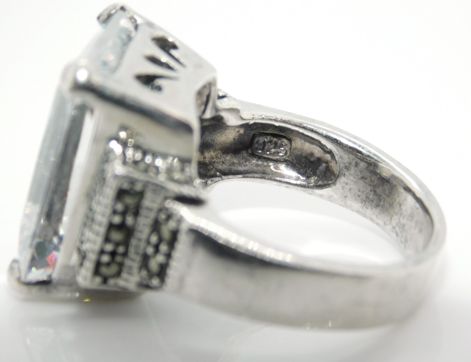 Fancy 925 Sterling Silver Clear Rectangular Stone… - image 5