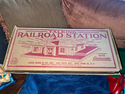 Vintage Marx Talking Railroad Set Box ONLY 1950’s good condition 24” x 11” x 3”