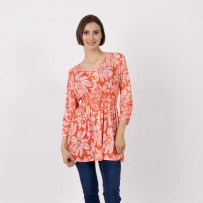 Tunika orange onesize FASHION NEWS Damen Blumendruck 36-46 UVP: 59,99  P110