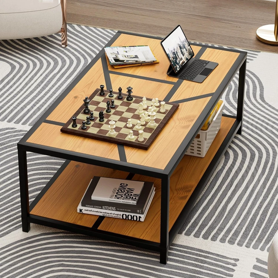 Capri Geometric Wood Coffee Table - Geometric Modern Coffee Table, Wood Coffee - Image 4 of 4