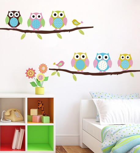 lovely Owl Birds Branch Vinyl Kids children Home Decor Mural Wall Stickers Decal