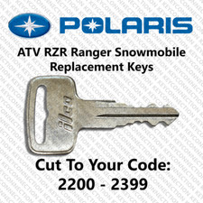 Polaris Keys Cut by Code ATV Ranger RZR Snowmobile key made to codes 2200-2399