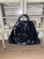 PRIMARK Large Black Patent Shopper Tote Bag Chic Edgy Streetwear Gothic Hobo Bag