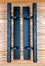 Offset Tree Branch Door Pull - Black powder coat finish - 12" handle, 12" back