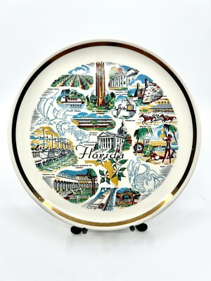 Vintage FLORIDA Souvenir Plate 7¼'' Before Disney  MCM Nostalgia Retro History