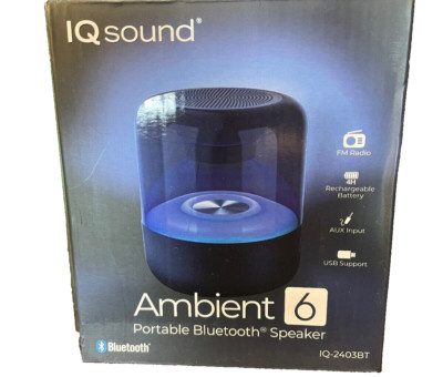 IQ Sound IQ-2403BT-Ambient 6'' Portable Light-BlueTooth Speaker-FM-4 Hr PLAY