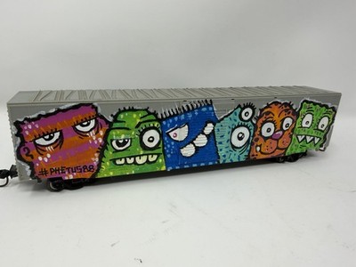 HO Train Boxcar Custom Graffiti Urban Art Railcar PHE TUS Artist Signed