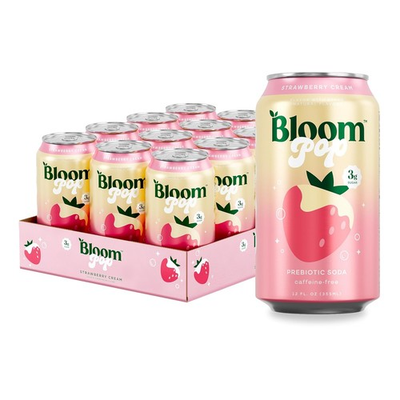 #ad Bloom Pop Prebiotic Soda Strawberry Cream Soda for Gut Low Calorie No Caffeine $32.88