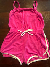 Art Class Girls Pink Solid Sleeveless Romper Drawstring Adjustable Waist Size 4