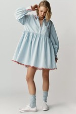 Anthropologie - Maeve Love Letter Embroidered Swing Shirt Dress - Free Shipping