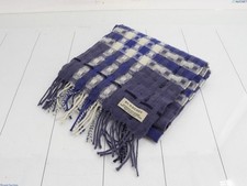 Burberry Blue Plaid Merino Wool Cashmere Scarf 196cm Made in Scotland Fringe