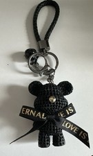 Teddy Bear Bag Charm, Keychain Black, Purse Charm Key Ring Handbag Accessory