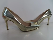 Miu Miu Gold Glossy Leather Glittered Soles Pumps/Shoes Size 38.5/US 8.5
