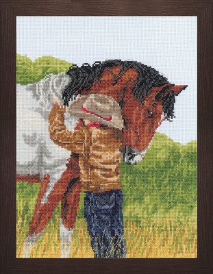 Horse Crazy Cross Stitch Kit, 9''x12'', 14 Count
