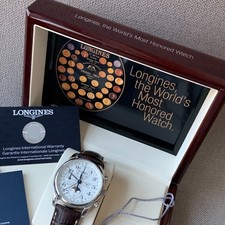 Longines Master Collection Moon Phase Automatic Chronograph Wristwatch Pristine 22